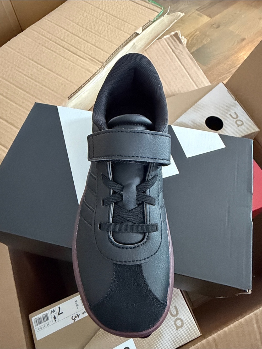 adidas Kids Black Sneaker with Burgundy Outsole